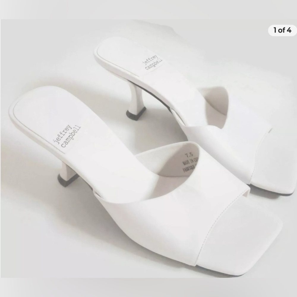 Jeffrey Campbell White Mr. Big Slide Sandal Heels Leather Womens 8.5